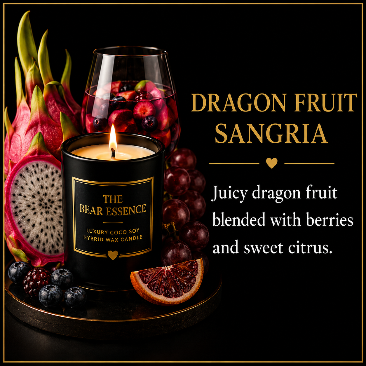 Dragon Fruit Sangria - 8oz Luxury Coconut Hybrid Candle